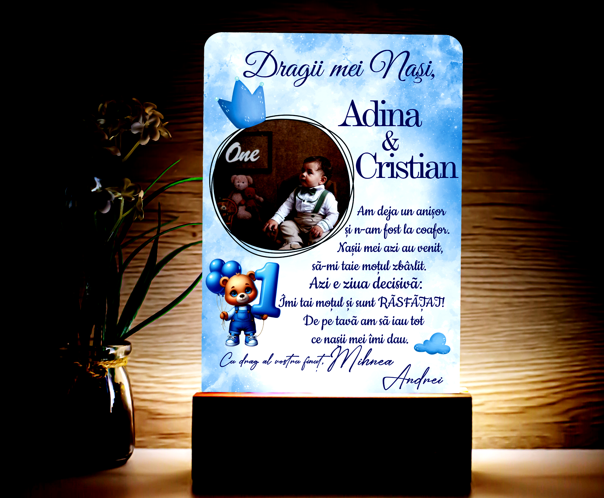 Lampă Personalizată - Pentru Naşi dragi - Prinţişor