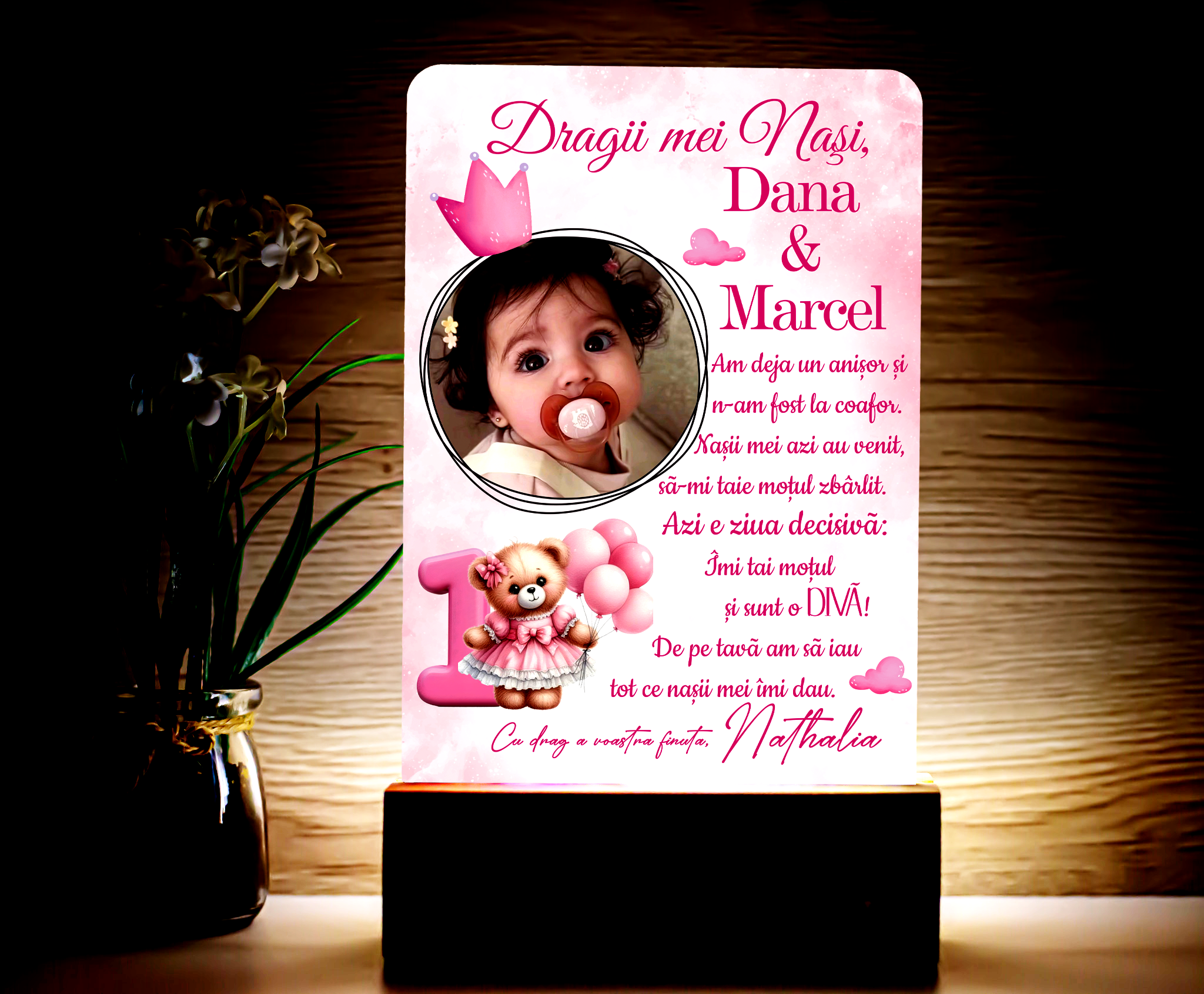 Lampă Personalizată „Tăiere Moț/Rupere Turtă”