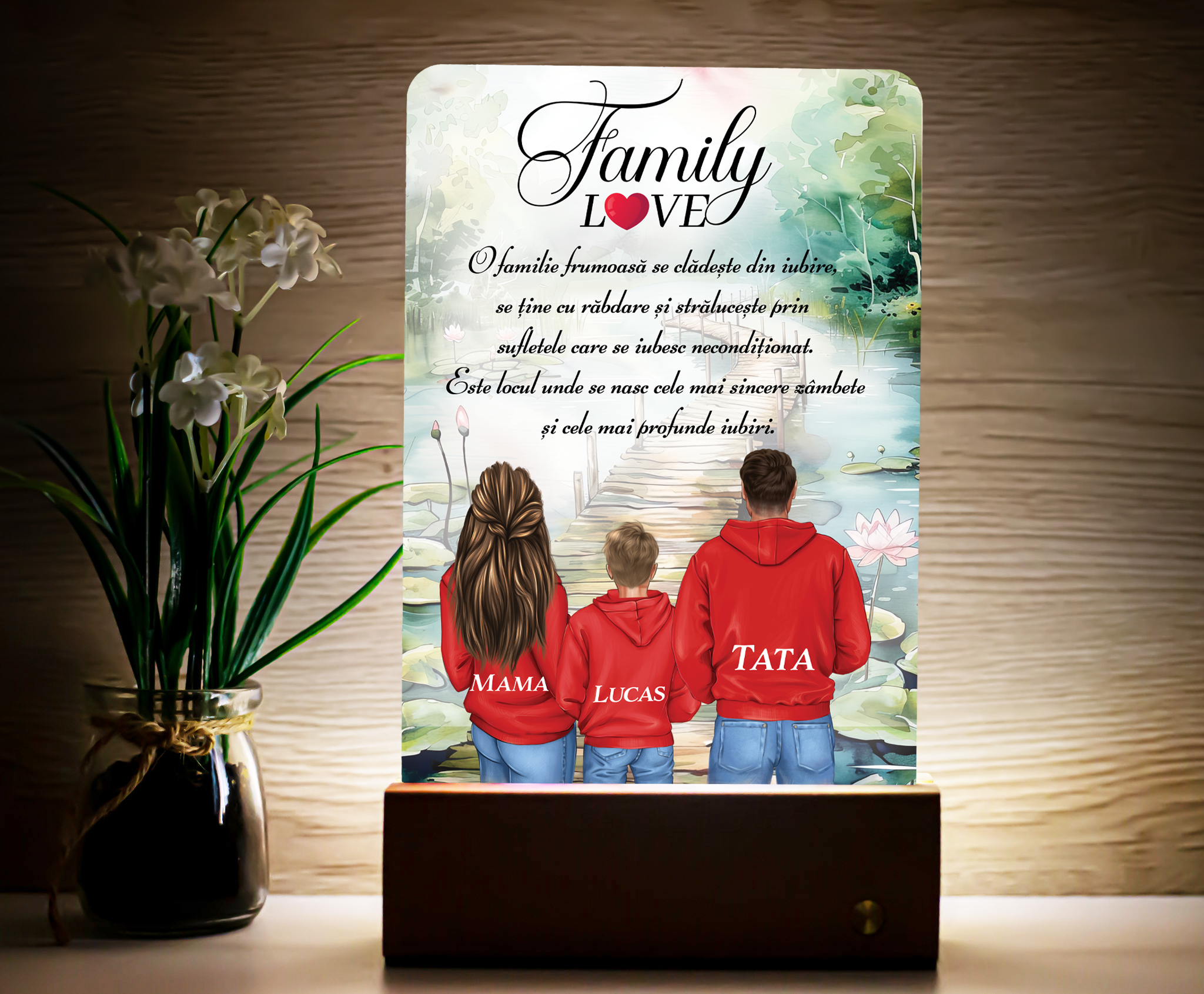 Lampă Personalizată „Family Love” – Portret de Suflet