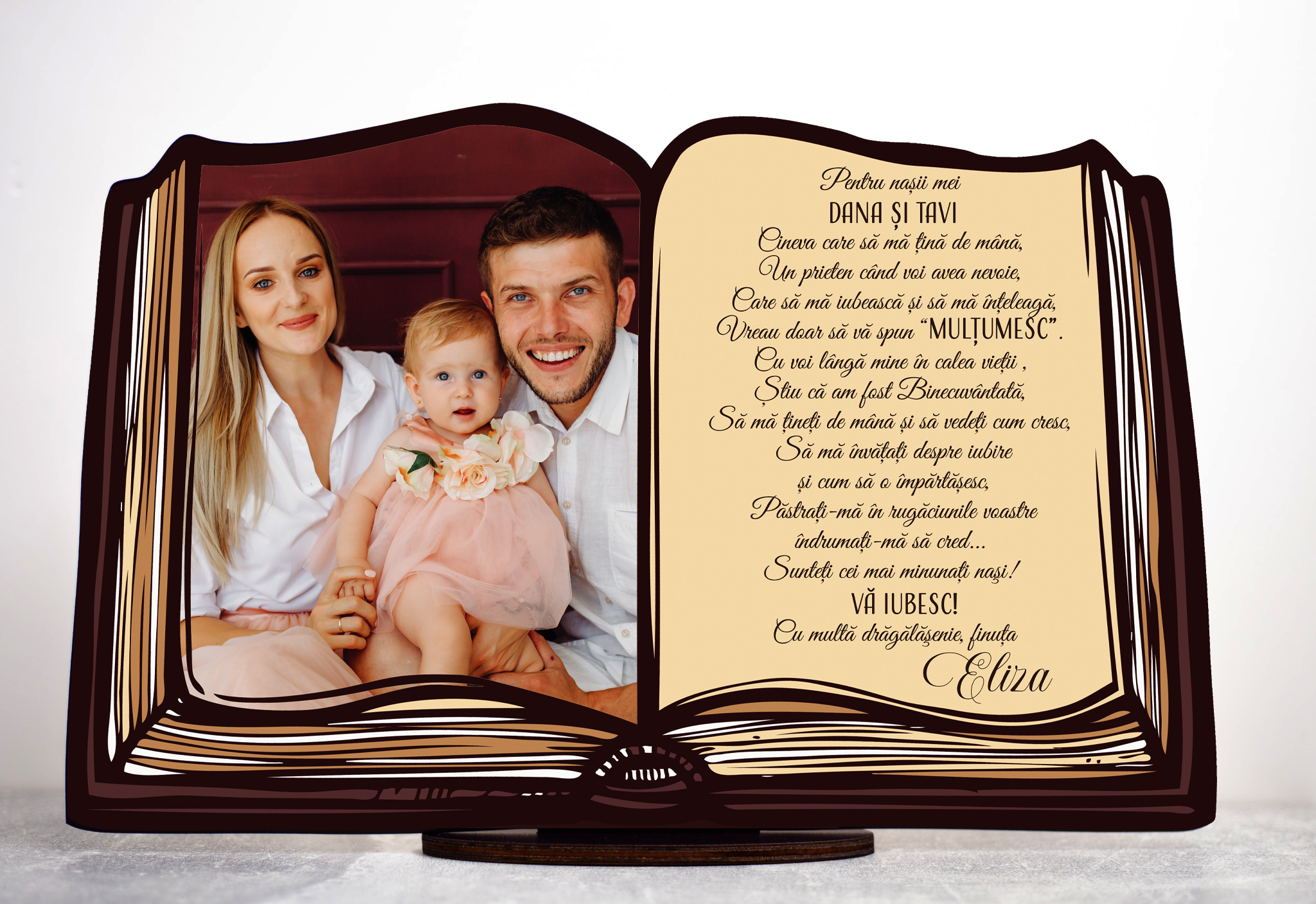 Trofeu Tip Carte - "Mulţumesc" dragi Naşi/Moşi