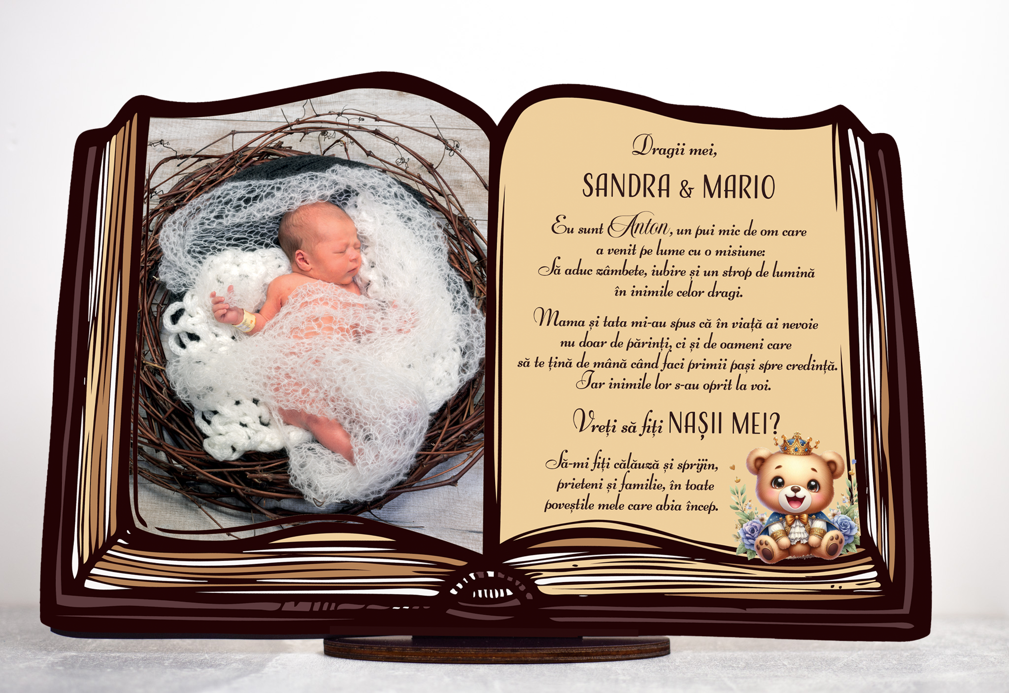 Trodeu Tip Carte - Cerere Naşi Botez