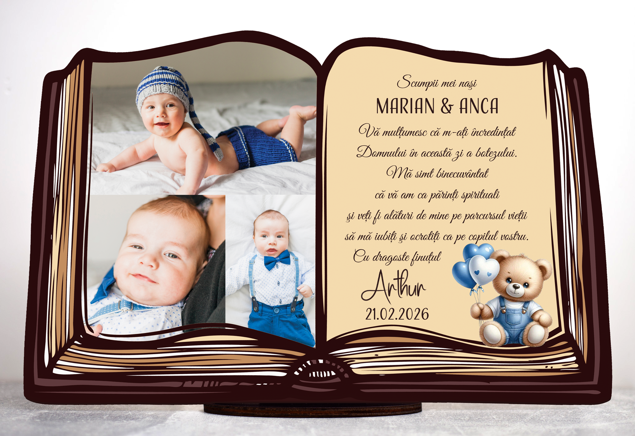 Trofeu Personalizat tip Carte - Mulţumire Naşi