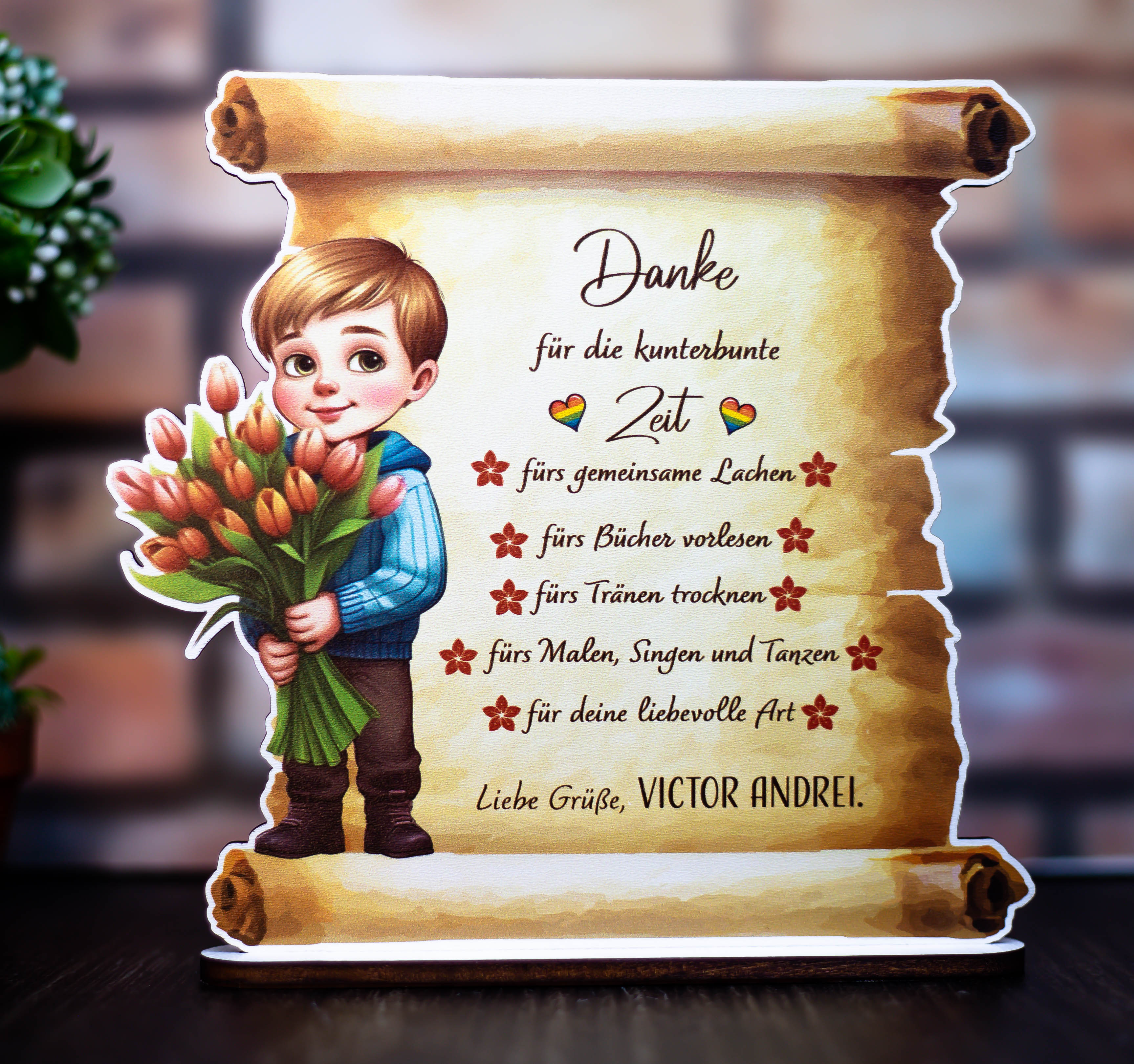 Trofeu Pergament „Mulțumire pentru Educatoare” Băieţel