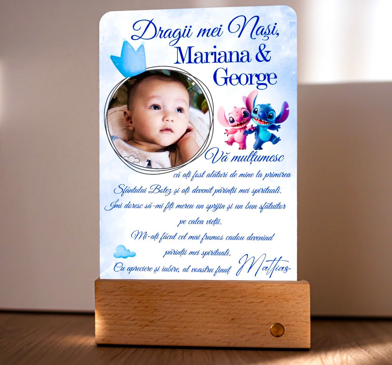 Lampă Personalizată - Pentru Naşi dragi - Prinţişor