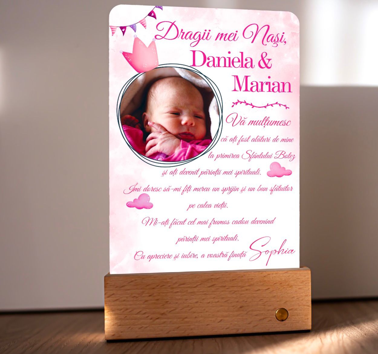 Lampă personalizată -Pentru Naşi dragi - Prinţesică