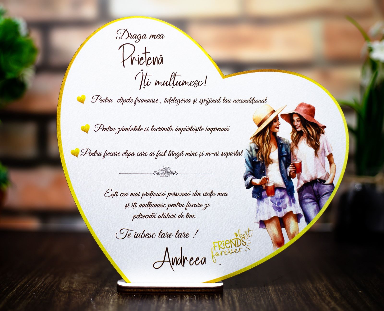 Trofeu Personalizat din MDF „Draga mea Prietenă”