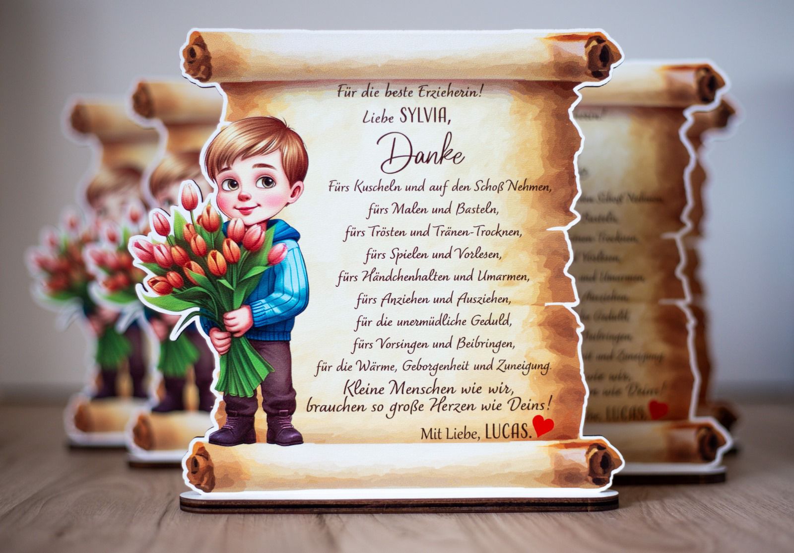 Trofeu Pergament „Mulțumire pentru Educatoare” Băieţel