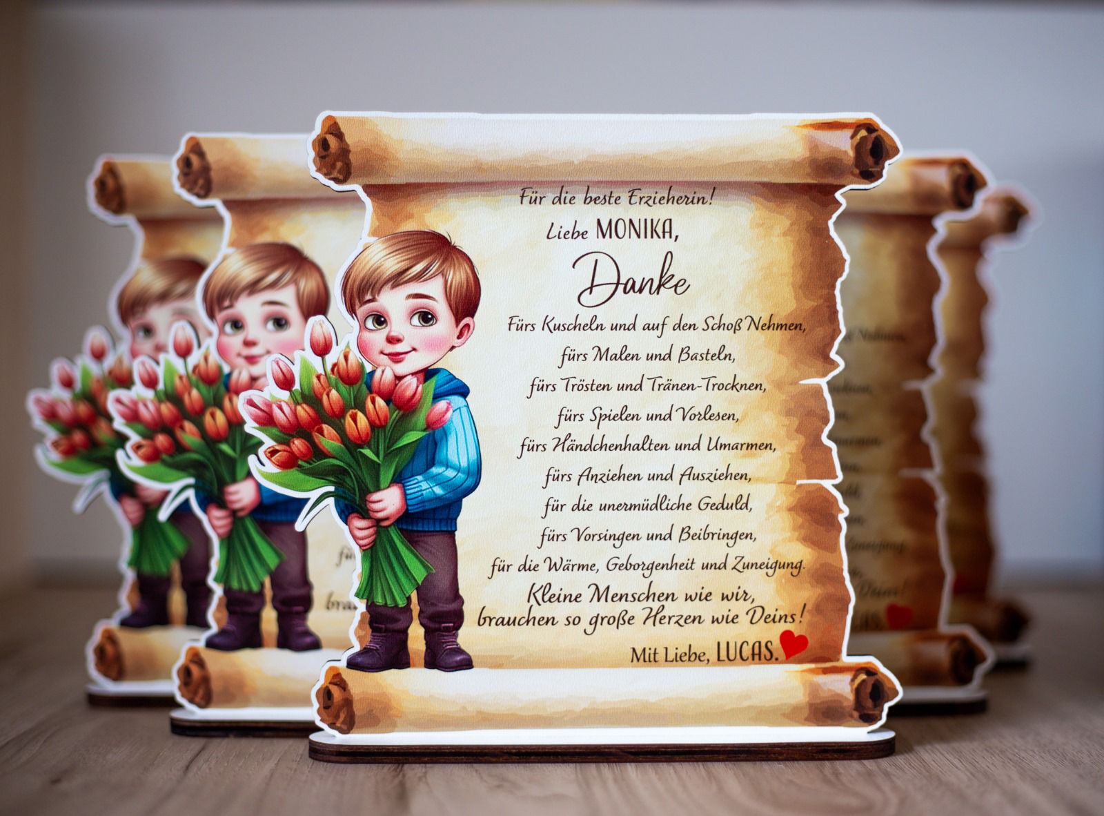 Trofeu Pergament „Mulțumire pentru Educatoare” Băieţel