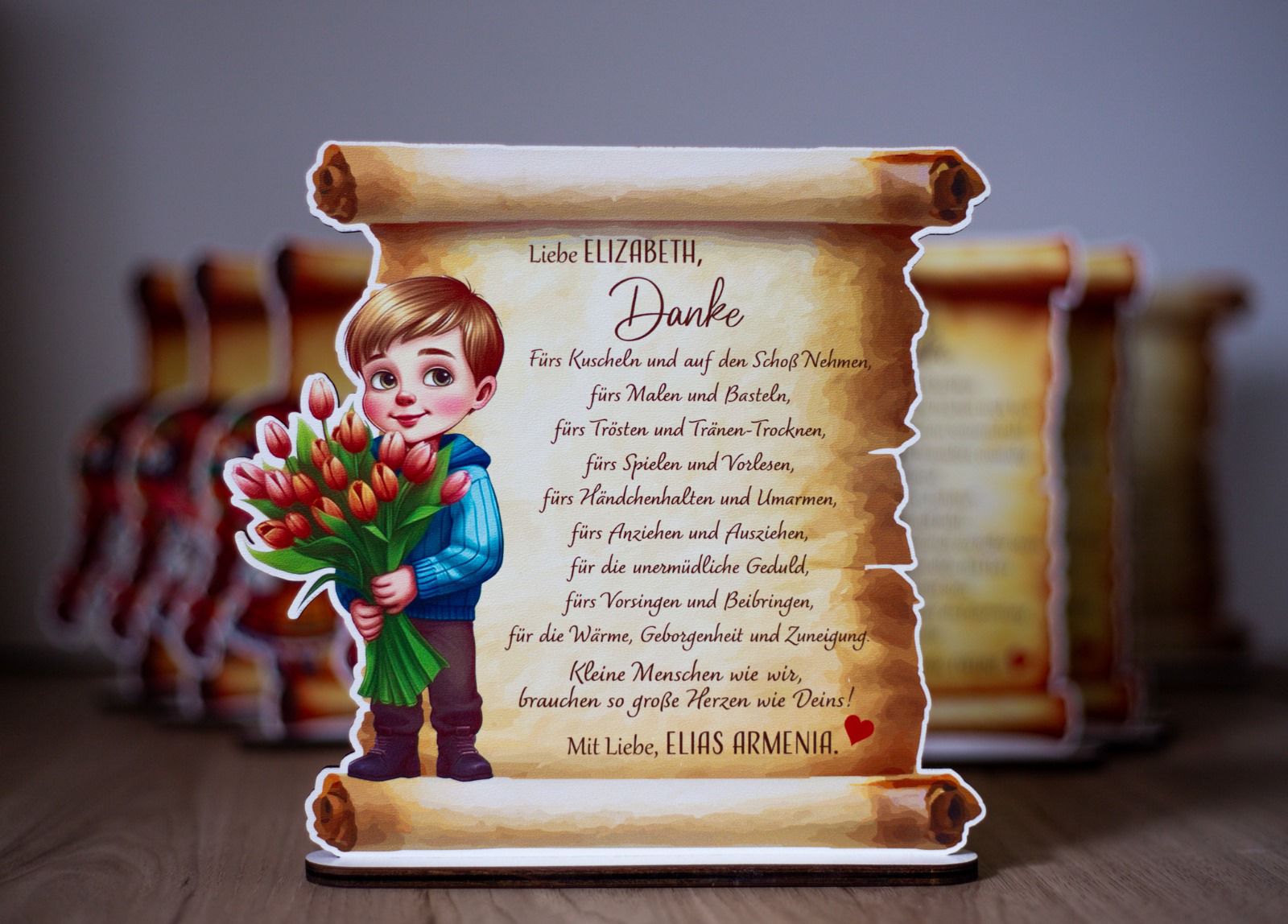 Trofeu Pergament „Mulțumire pentru Educatoare” Băieţel