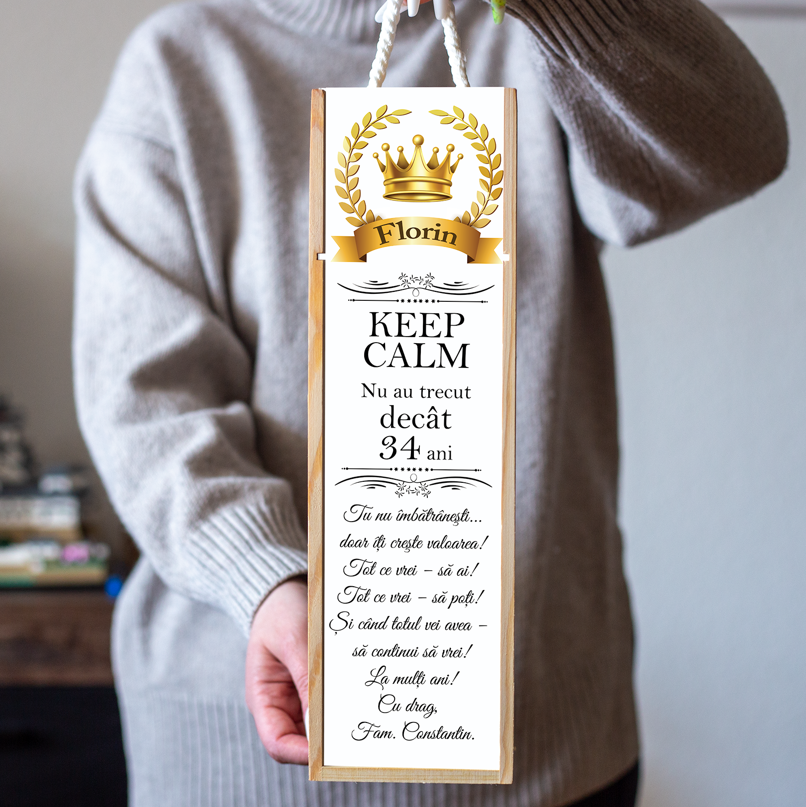 Cutie de Vin Personalizată – „Keep Calm"