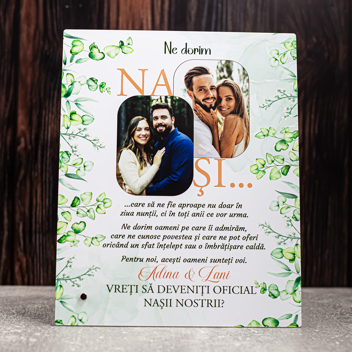 Tablou de sticlă – „Vreți să fiți Nașii noștri?”