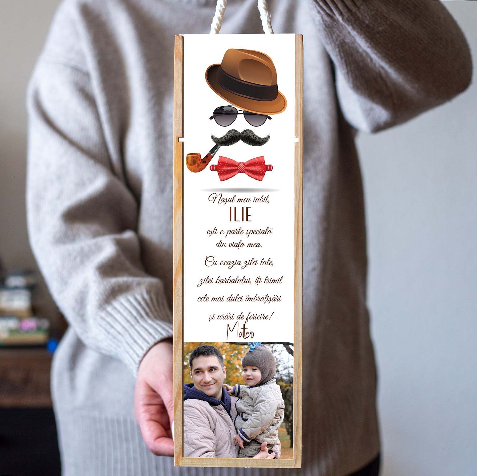 Cutie de Vin Personalizată – „Nașul meu Iubit”