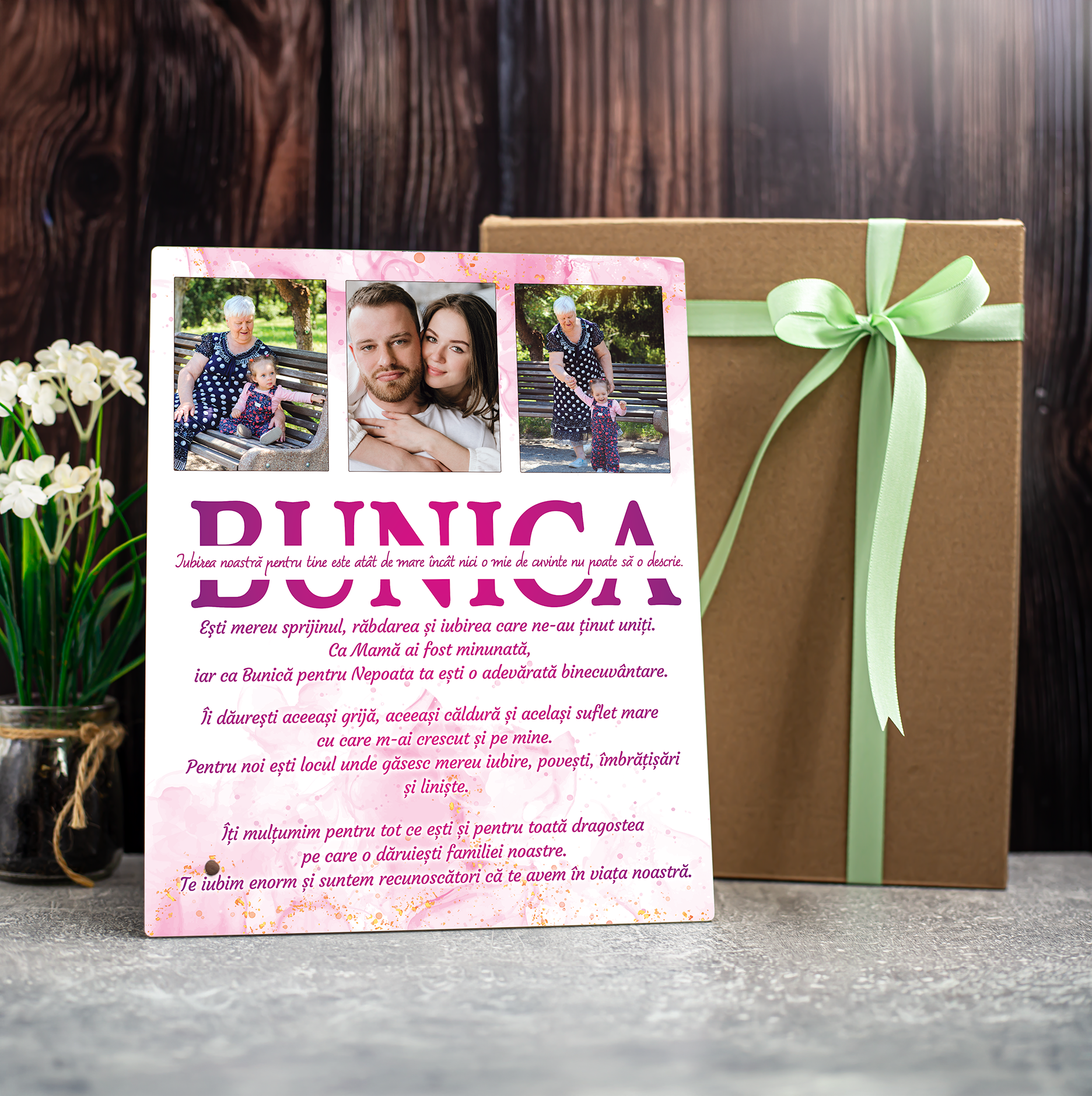 Tablou de sticlă – „Mesaj pentru Bunica”