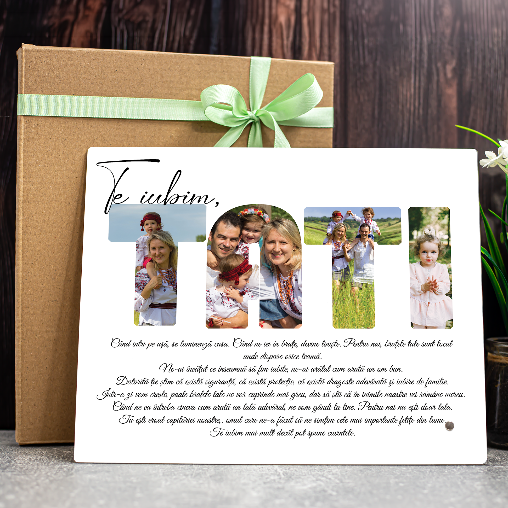 Tablou de sticlă – „Te iubim, Tati!”