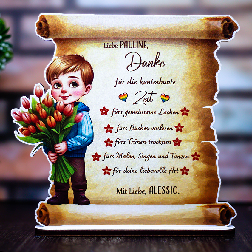 Trofeu Pergament „Mulțumire pentru Educatoare” Băieţel