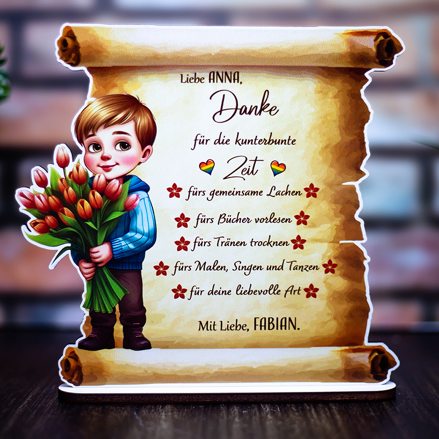 Trofeu Pergament „Mulțumire pentru Educatoare” Băieţel